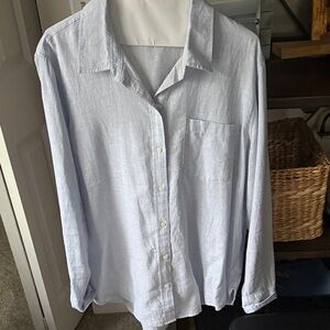 GAP Light Blue Women's Linen Button-Down Shirt